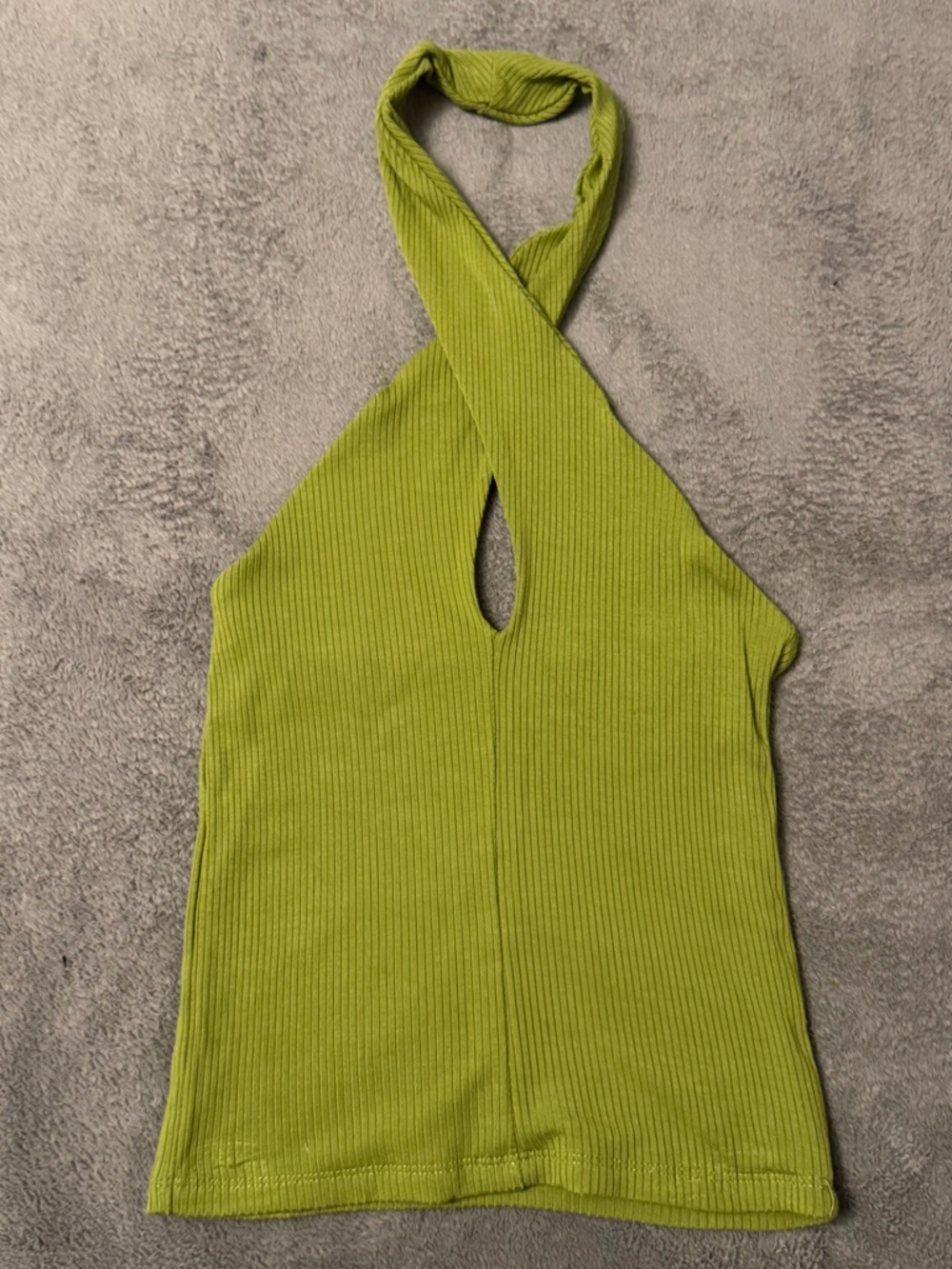 Aritzia Lime Green Ribbed Halter Top